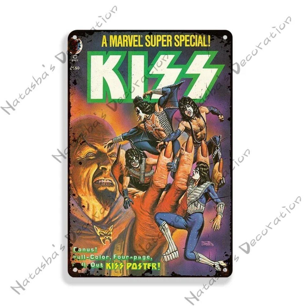 

KISS Band Вінтажна Рустикальна Металева Бляшана Табличка Бар Домашній Декор