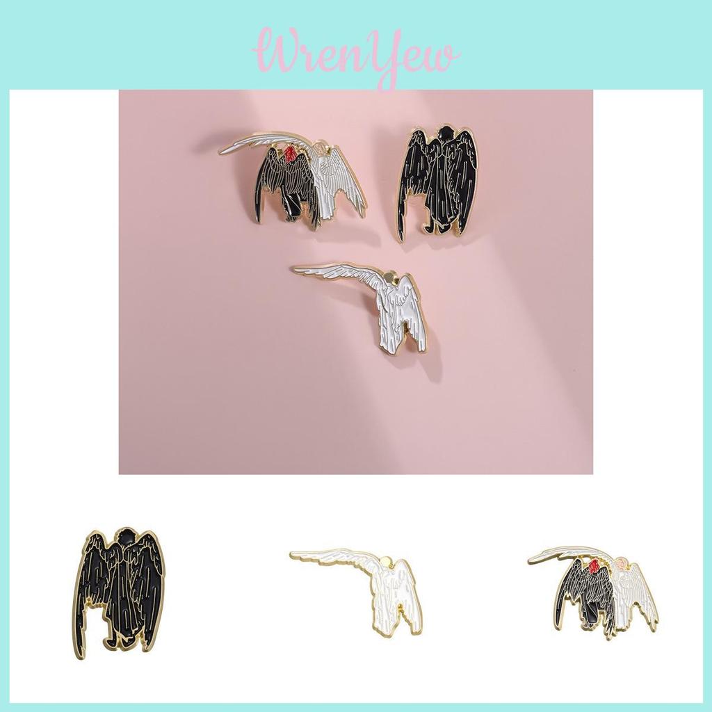 Unique Movie Inspired Angel And Demon Brooch Pin Stylish Alloy Cartoon Accessory