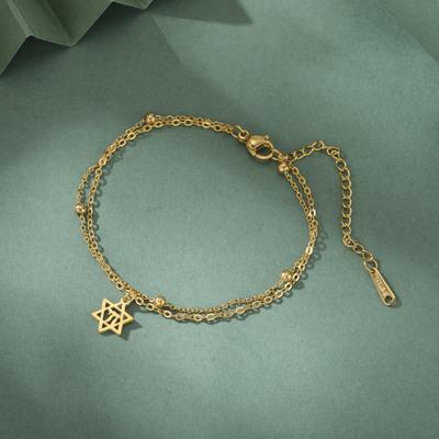 Jewish Magen Hexagram Chai Bracelet Stainless Steel Star of David Amulet Bracelet Men Women Jewelry Gift