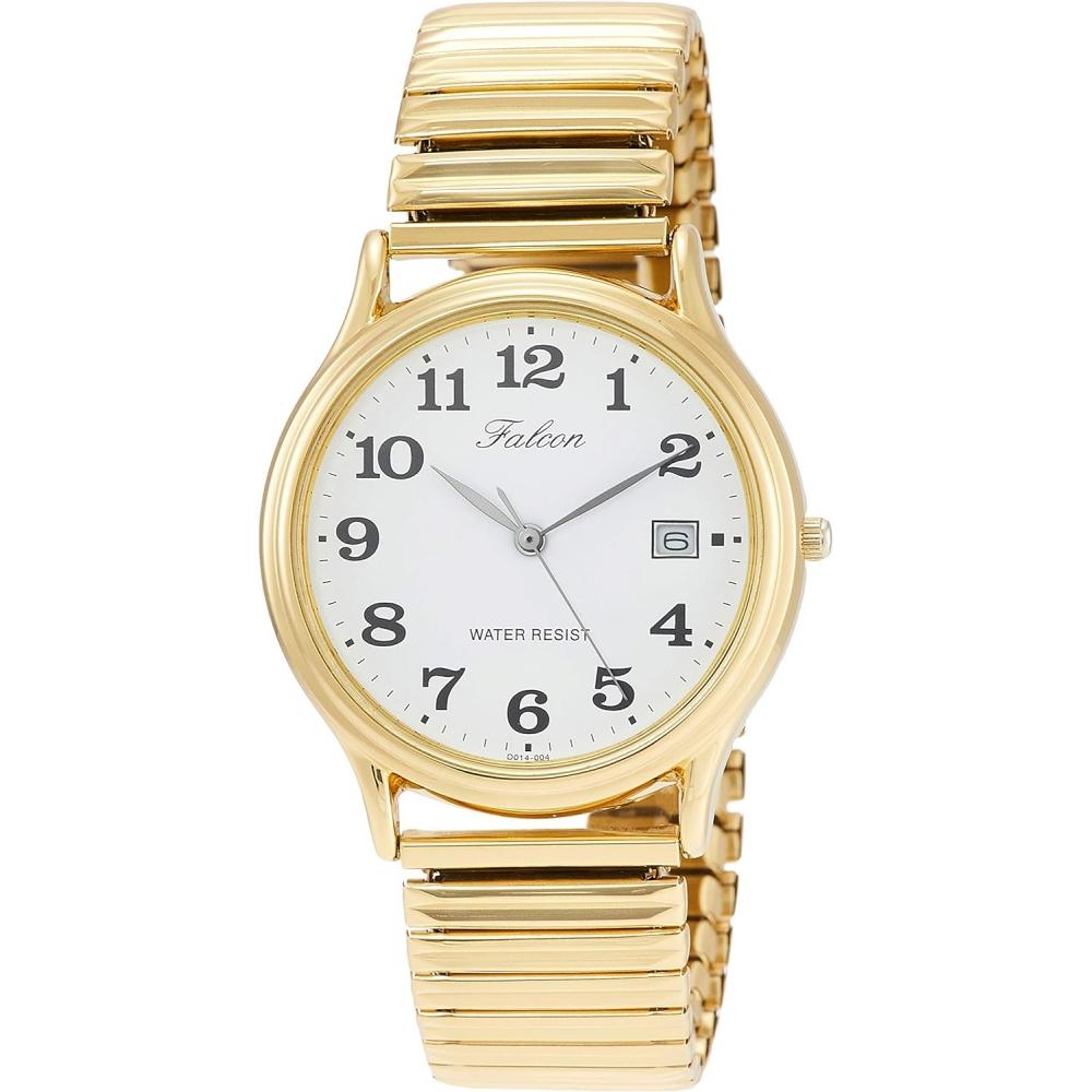 

[Citizen Q Q] Analog Waterproof Date Metal Band Watch D014 004 Men s Gold Gold