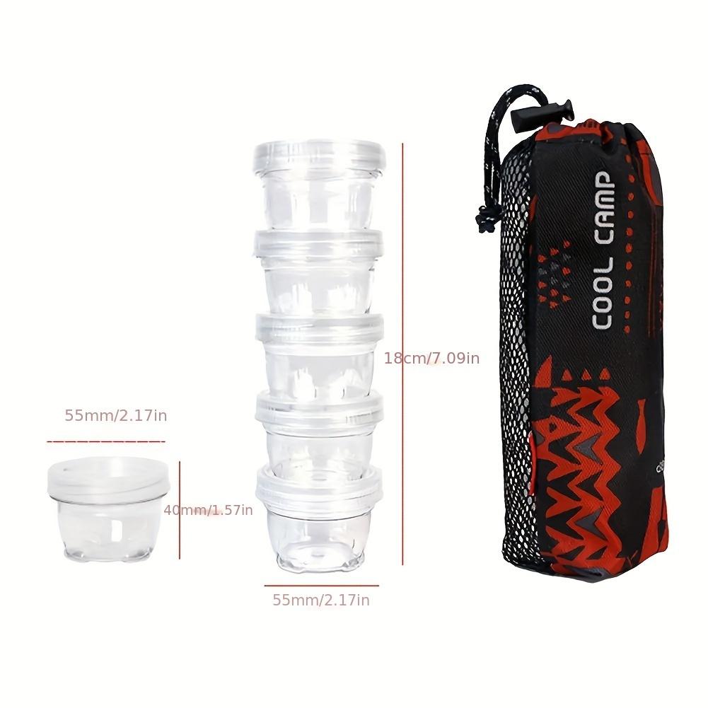 Portable Travel Camping Spice Kit Container Bag with 5 Clear Seasoning Bottles Travel Spice Holder Condiment Container Set