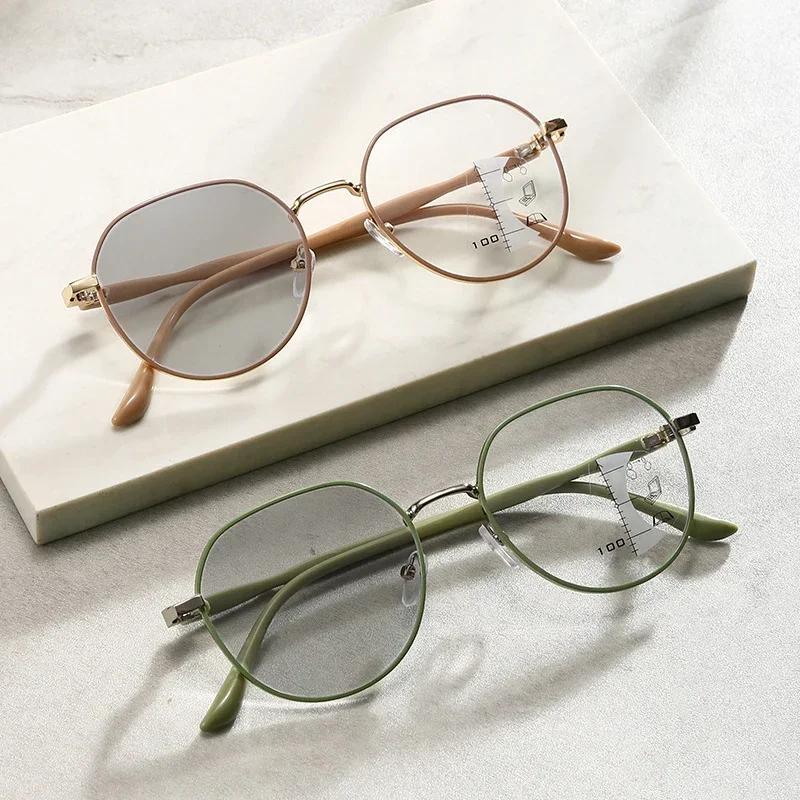 Progressive Photochromic Multifocal Hyperopia Glasses 3 in 1 Outdoor Near Far Sight Sunglasses Finished Sports Anti Blue Eyewear