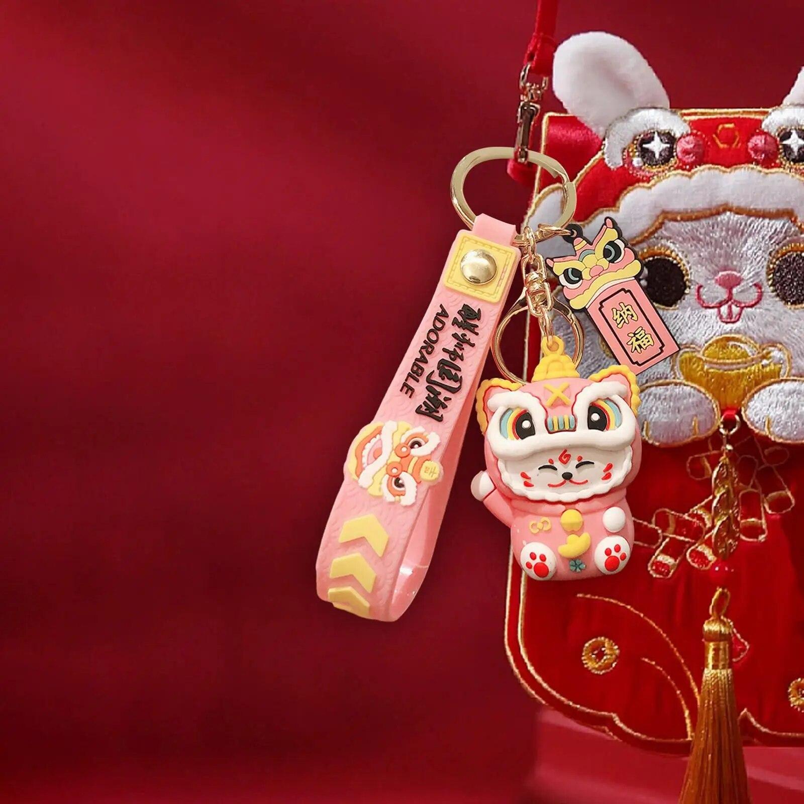 

2024 Дракон Китайский Лунный Новый Год Брелок Уникальный Счастливый Дракон Брелок Подвеска Сумка Держатель Ключей От Автомобиля Подарки Для Друзей розовый