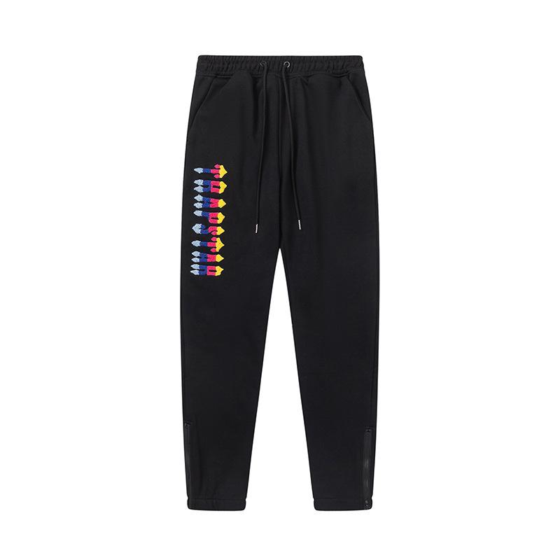 Foreign trade new rainbow color matching letter embroidery velvet loose hooded sweater casual trousers set men and women the same style