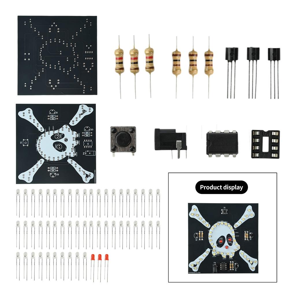 DC 5V Skull Led Light Diy Soldering Kit DC002 Interface 3 Lighting Modes Electronic Practice Kit For Beginner Welding Training