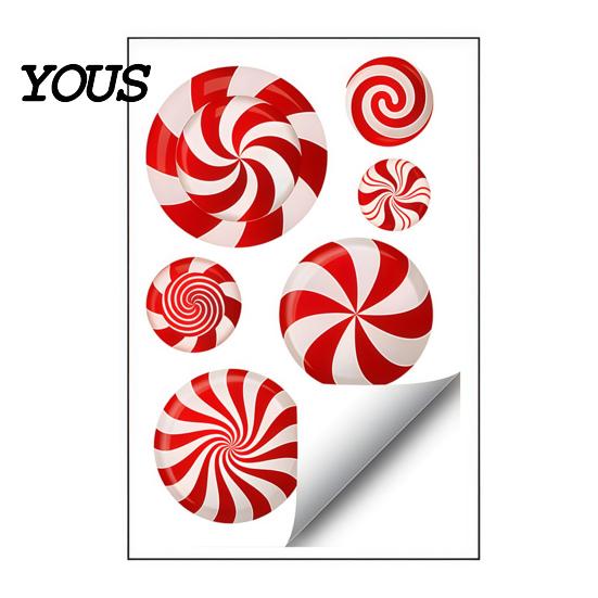Holiday Candy Pattern Decorations Christmas Static Window Clings for Glass, Decorations, Gingerbread Man Decorative PVC Stickers Windows Cane