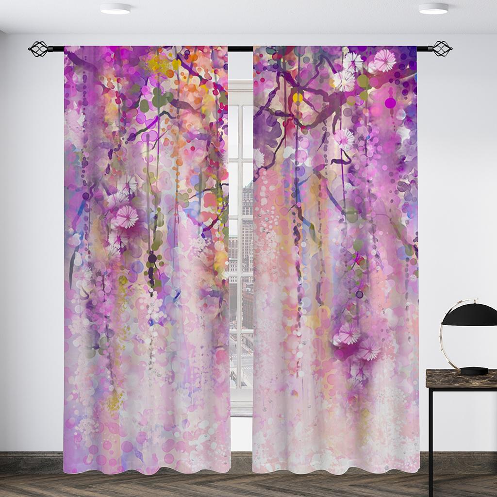 

2 шт. красочные цветочные винтажные шторы, шторы с пасторальным принтом, спальня, гостиная, кухня, декоративные шторы с карманами, подарок W50xH140(CM)x2PCS&Rod pocket