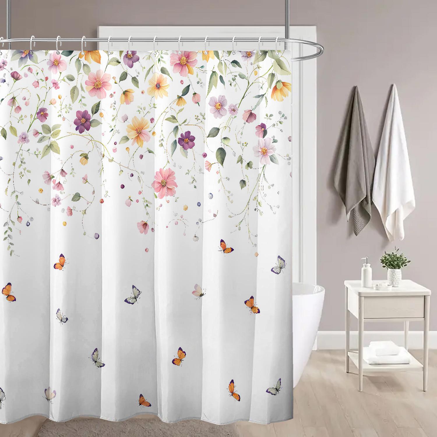 Creative Homewares Enchanting Garden Bliss Shower Curtain For Serene Bathroom Decor, Featuring A Delicate Watercolor Design Of Vibrant Flowers