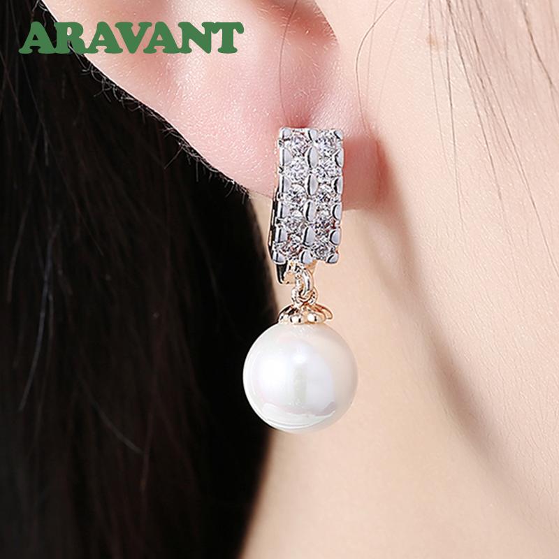 925 Silver 18k Gold Pearl Long Dangle Earring For Women Wedding Jewelry Gift