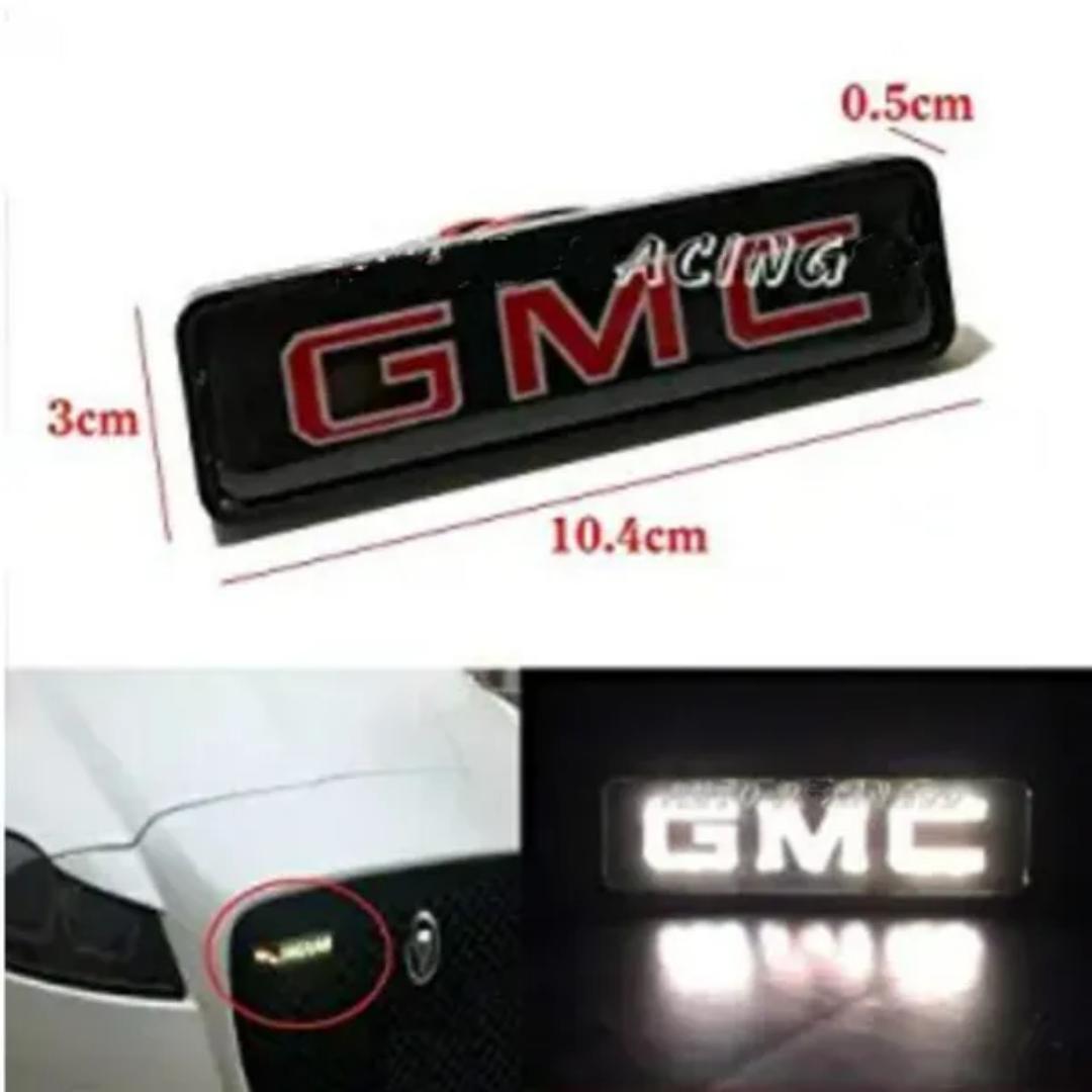 

GMC логотип автомобиля светодиодный светильник на передней решетке автомобиля эмблема значок с подсветкой наклейка качественные аксессуары для тюнинга автомобиля