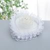 Wedding Ring Pillow Heart Box, White Romantic Lace Pearl Ring Box Holder with Ribbon for Wedding Ceremony Ring Bearer