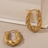 LNCHRAN 304 Stainless Steel Twisted U-Shaped Retro Women's Hoop Earrings