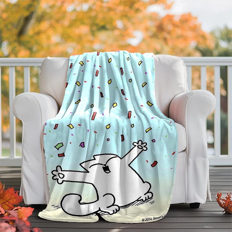 Simon's Cat Flannel Blanket Soft Warm All-Season Throw, Design for Camping, Car Travel, Hiking Sofa, Bed, Office Perfect Gift for Parties