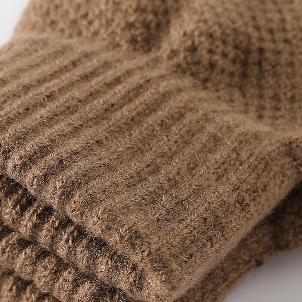 Thick fleece gloves Knitted Solid Cold Resistant Touch Screen Thicken Lining Skiing Winter Full Fingered Mittens For Men