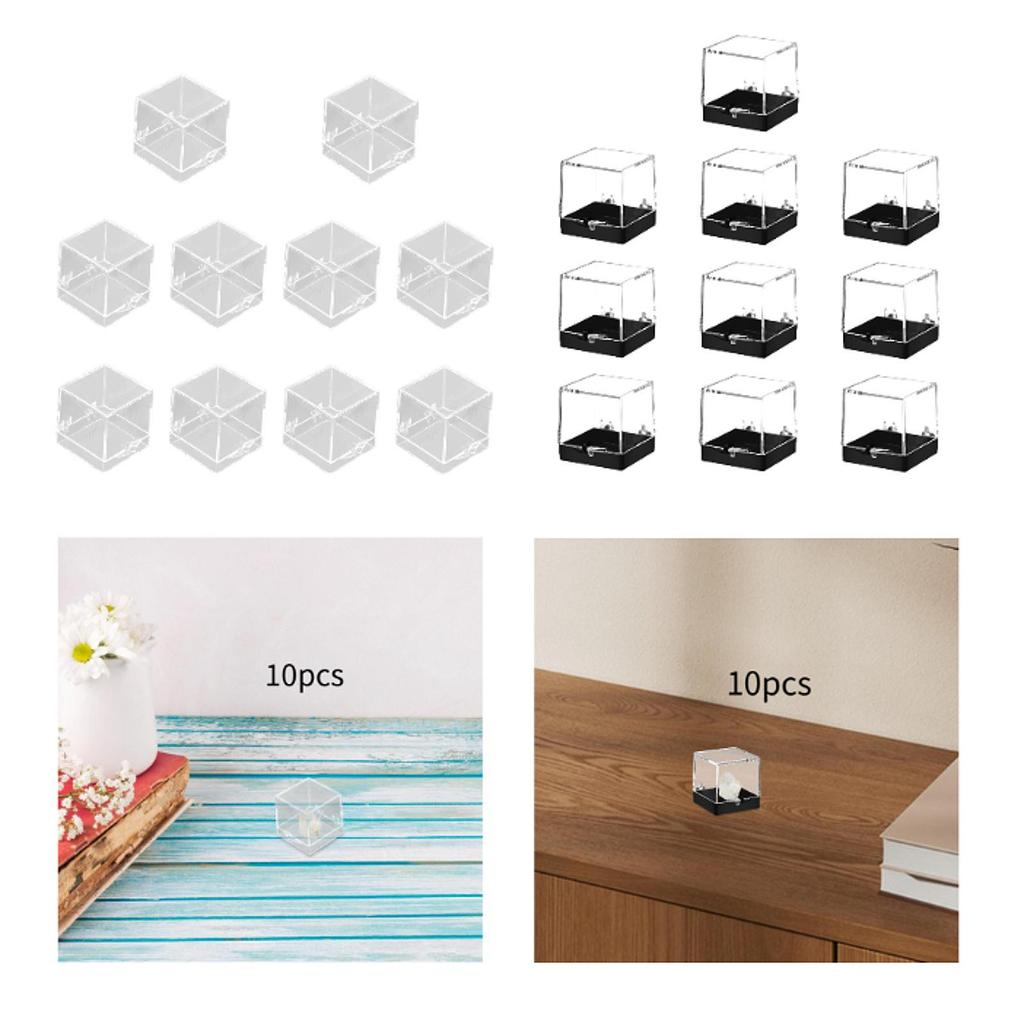 10 Pieces Mineral Display Boxes Display Holders Dustproof Multifunctional Sample Containers Mini Storage Boxes for Jewelry