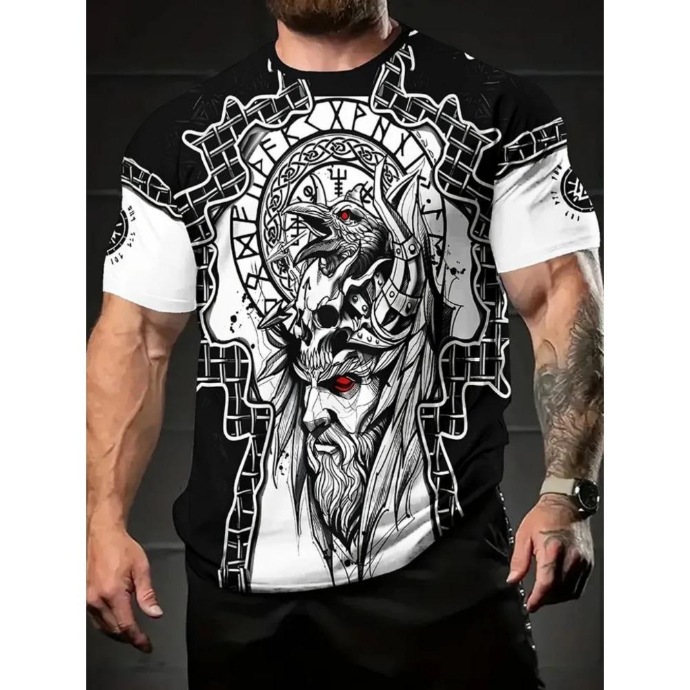 Retro creative striped portrait 3D Printed Short Sleeved T-shirt Fashionable Comfortable Soft Breathable Large Loose Man T-shirt