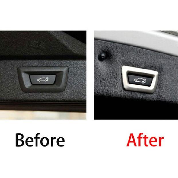 Fit For BMW 7 Series 2016- Matte Silver Rear Door Tailgate Button Cover Trim