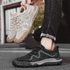 Fashion Male Sneakers Stylish Hiking Boots Solid Color Comfortable Non-slip Sporty Shoes Plus Size Men Shoes Leather Summer Black