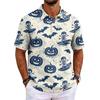 Men's Halloween Printed Short Sleeve Shirt for Party and Daily Wear