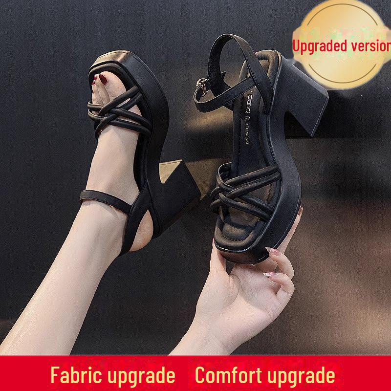 

Жіночі римські сандалі на танкетці 2024 року: Товстий каблук, водонепроникний, м який матеріал та повсякденний стиль. 35 чорний