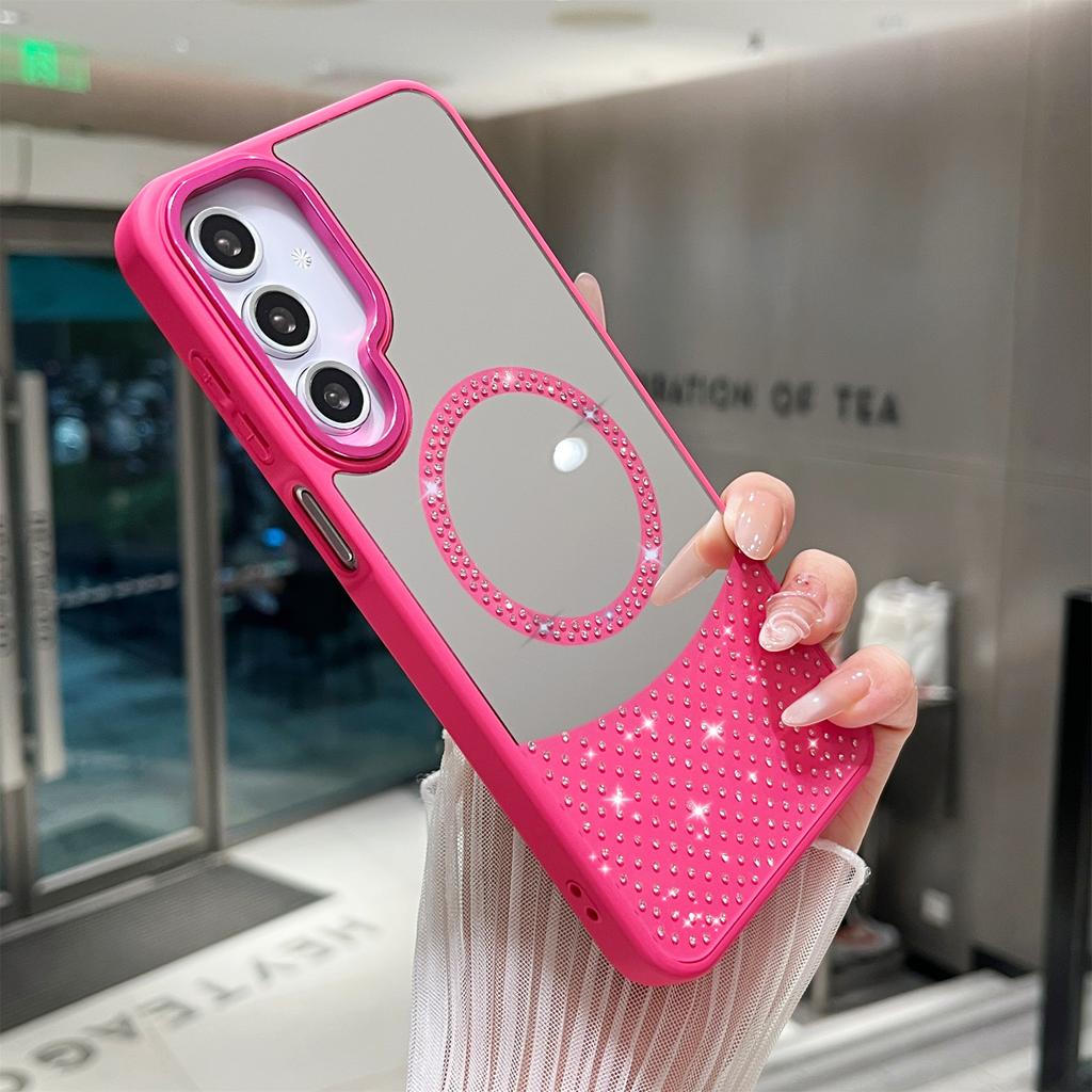 For Samsung Galaxy A36 5G/A56 5G Magnetic Case Mirror Surface TPU+PC Shockproof Phone Cover