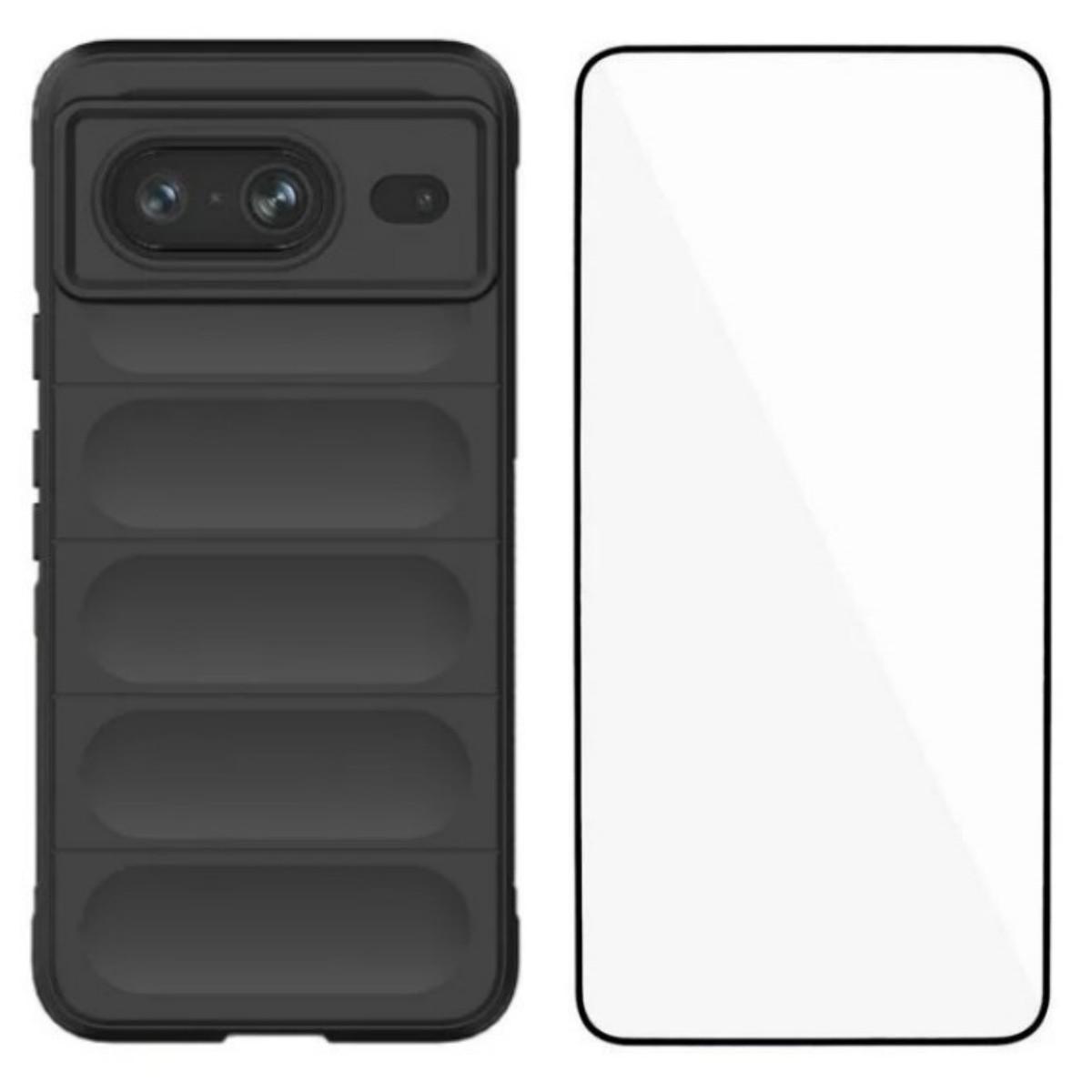 

For Google Pixel 8 TPU Case WANLONFENG HD Series Anti Slip Phone Cover with Tempered Glass A