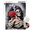 Frameless Pearl Painting Kit Gothic Skeleton Red Rose Coffee Pattern DIY Shiny Bead Canvas Creative Leisure Craft Gift for Adults