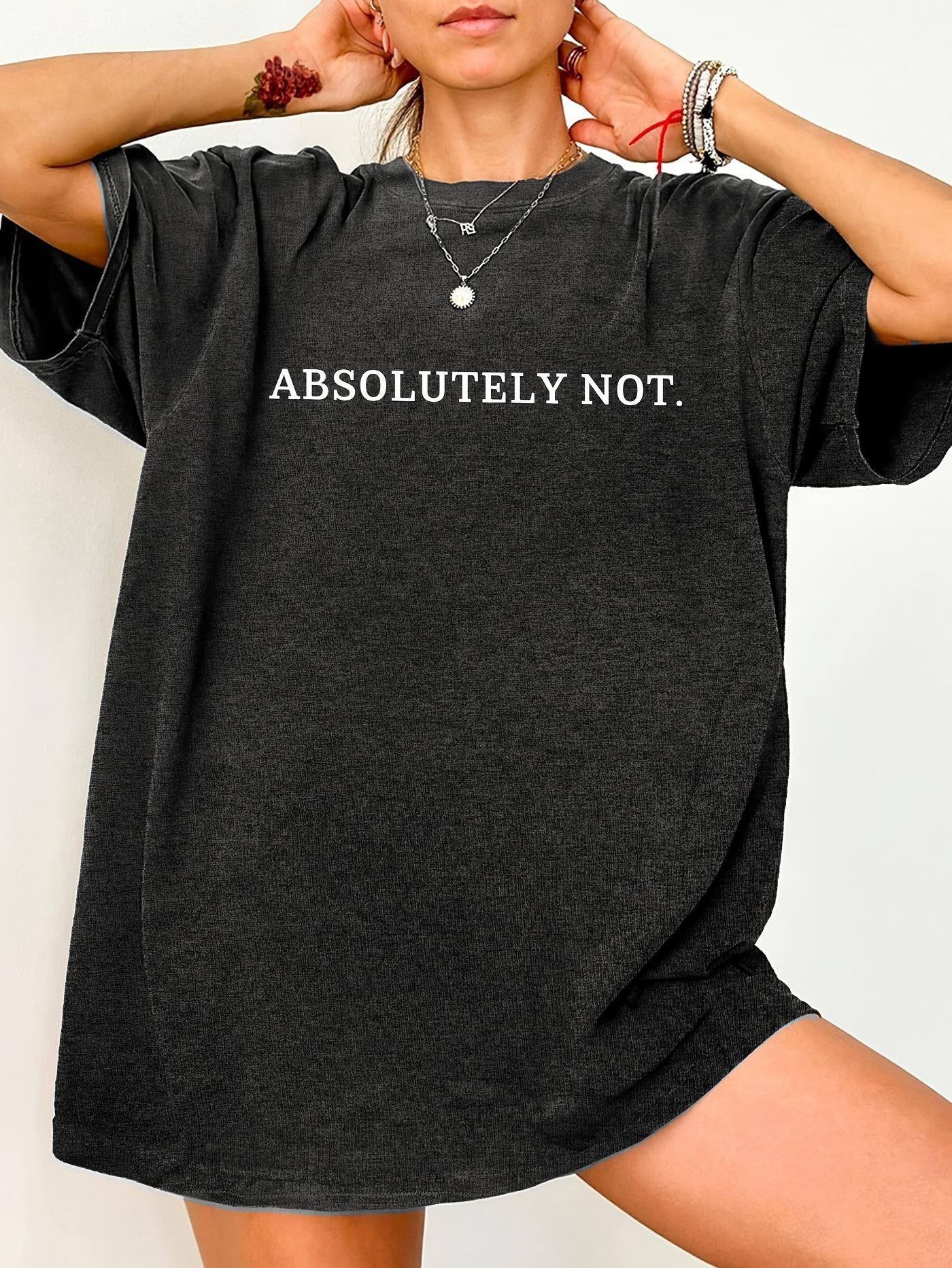 Letter Loose Size Casual T-Shirt, Women S Slogan Print Round Neck Short Sleeve High Stretch T-Shirt S разноцветный