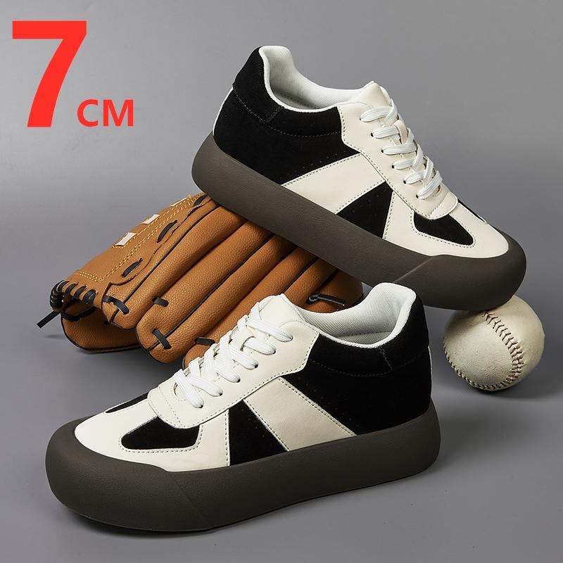 Man Cow Leather Sneakers Elevator Shoes Height Increase Insoles 7CM Leather Shoes for Men Casual Tall Lift Sports