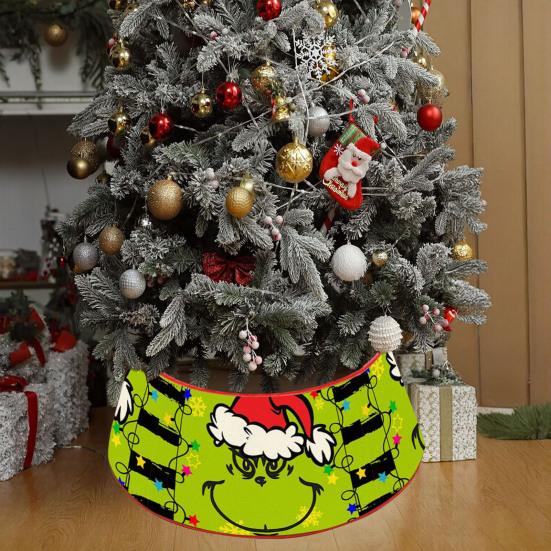 Christmas Tree Collar 22 Inch Green Elf Xmas Tree Base Stand Cover Fabric Tree Ring for Farmhouse Holiday Party Decor