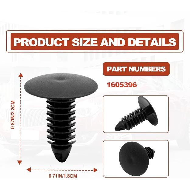 120PCS Fender Liner Retainer Bumper Fastener Rivet Plastic Push Pin, Replacement Kit Bumper Push Rivet Clips Compatible with GMC Buick Ford Chrysler