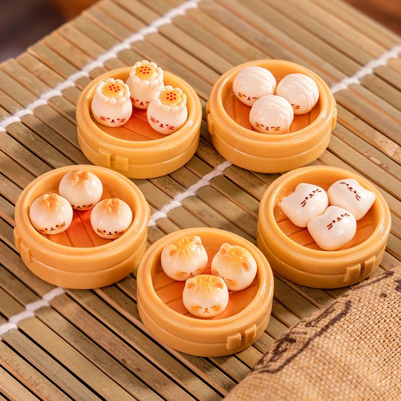 Miniature Mini Food Toys Steamer Ornaments Imitation Steamed Buns Decoration Kitchen Accessories