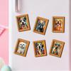 Artistic Dog Themed Refrigerator Magnets Natural Wood Frame Fridge Magnets for Kitchen Decoration