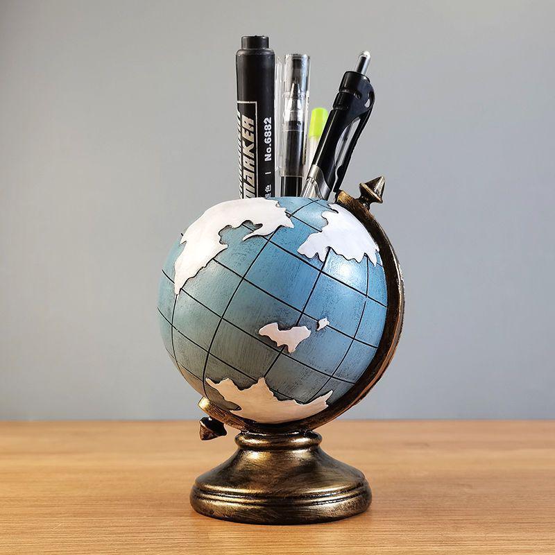 European Style Multifunctional Retro Pen Holder with Storage for Desk and Living Room Decor