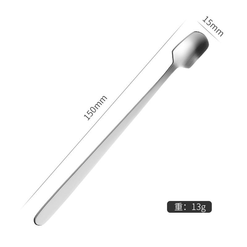 Stainless Steel Square Mini Teaspoon with Long Handle Small High Quality Spoon Coffee Ice Cream Honey Mixing Spoons Tableware