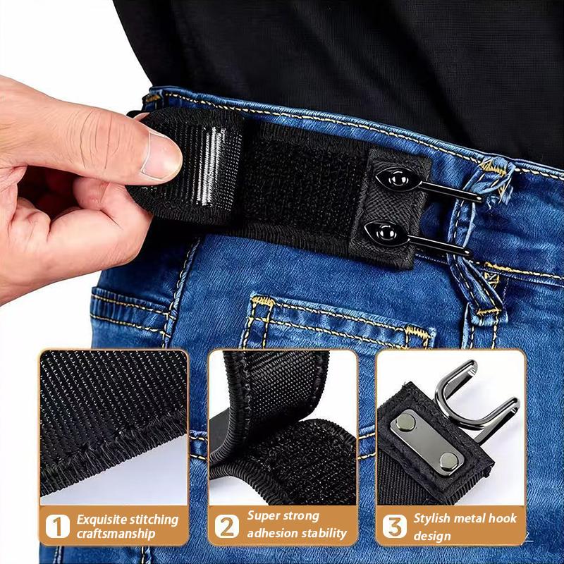 Buckleless Belt Hook Adjustable Metal Hook Elastic Belt Unisex Buckle-Free Invisible Waist Belt Closure For Outdoor Work