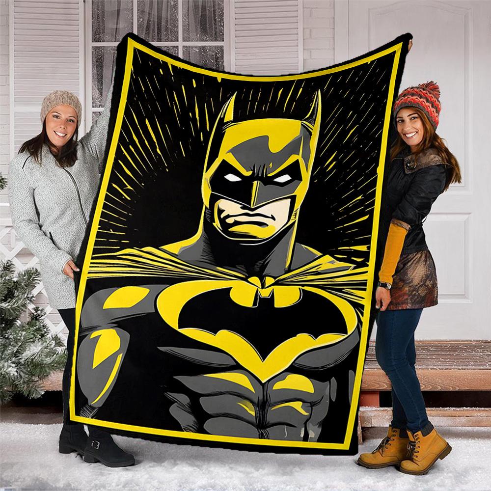 1pc Batman, Superhero Outdoor Flannel Throw Blanket Soft, Lightweight & Warm for Sofa, Office Chair, Camping & Travel Durable Polyester Fabric