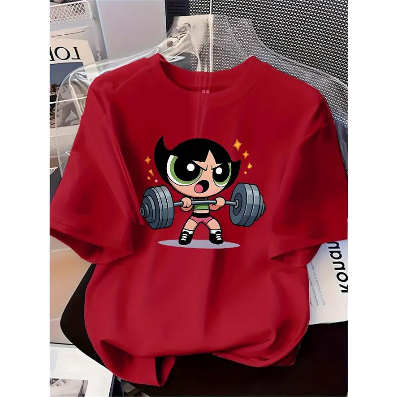 Simple prints, letters, cartoons, women's tops, casual and fashionable round-neck T-shirts, commuting style, comfortable and versatile