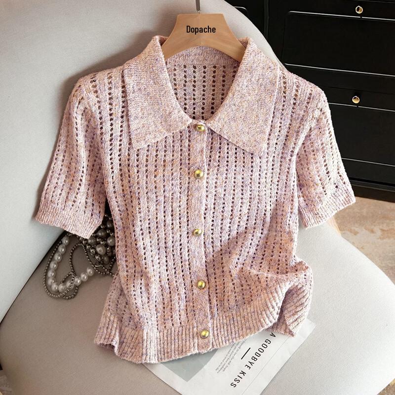 Women's Elegant Linen Blend Knit Polo T-Shirt