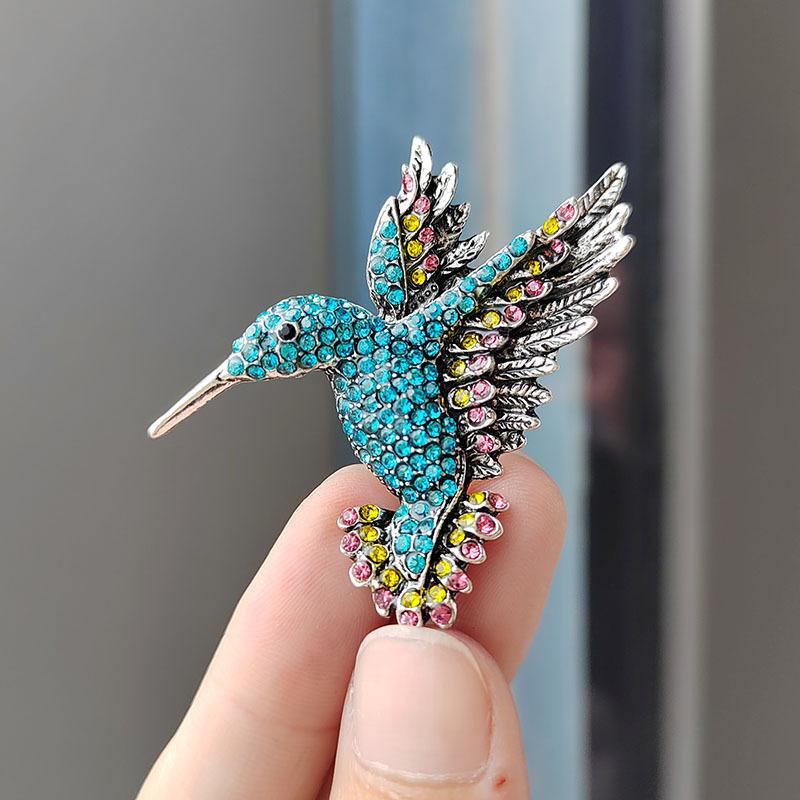 High-End Rhinestone Hummingbird Brooch Animal Brooch Clothing Bird Pin Brooch