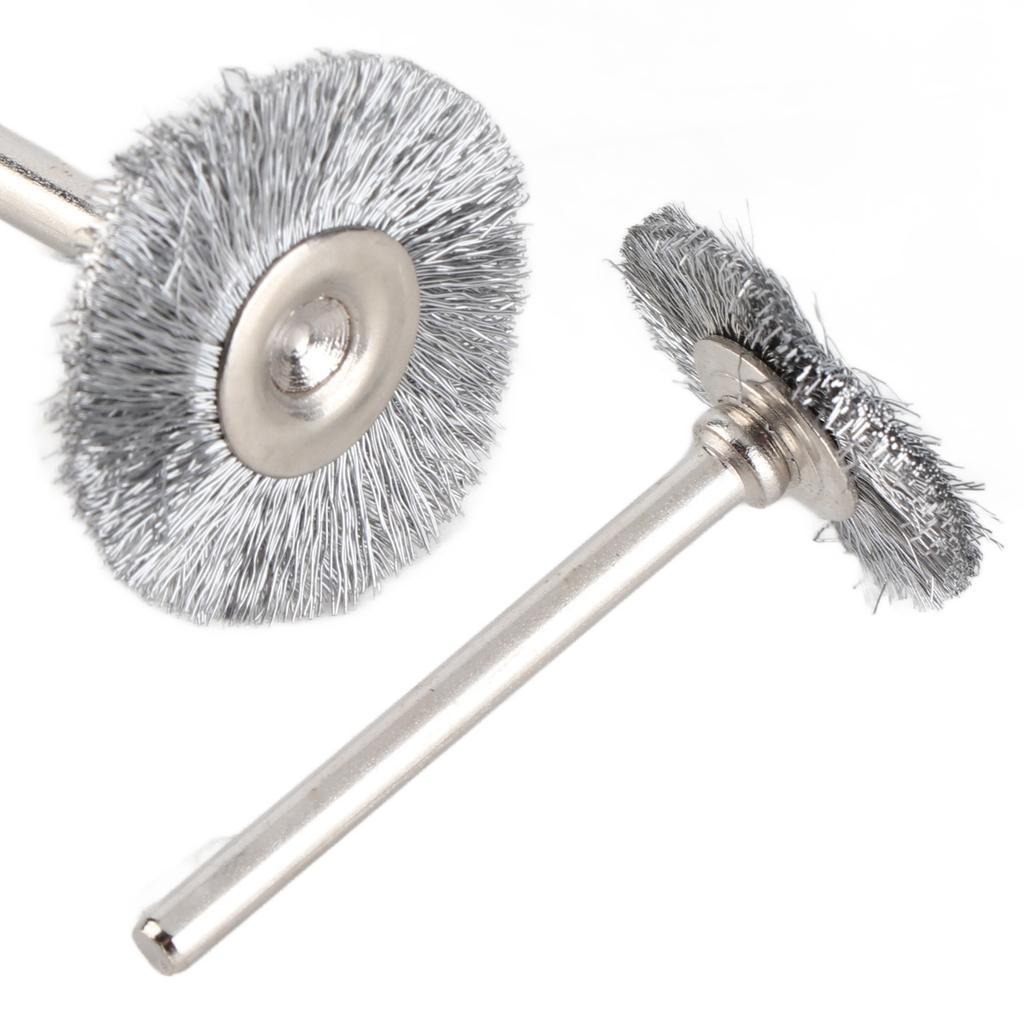 10Pcs 22mm Mini Stainless Steel Wire Brush Polishing Wheel for Grinder Rotary Tool