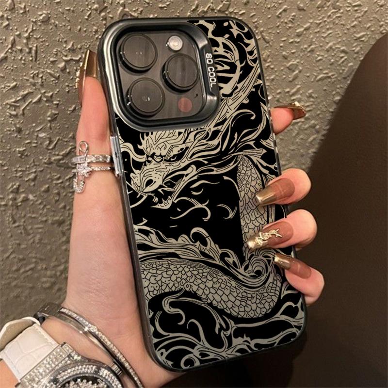 Cool dragon totem Phone case iPhone 15 Pro Max 11 12 13 16 14 Plus Silicone Shockproof Case Lens protector shell