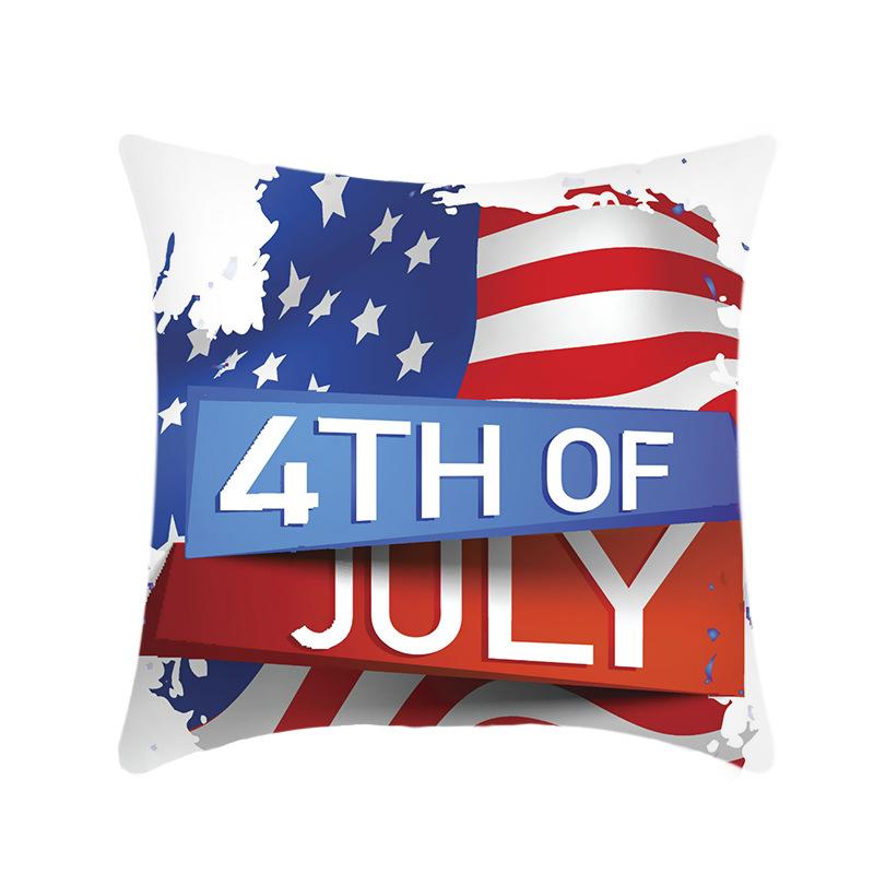 Independence Day Throw Pillow Cover Blue Theme Plush Print Sofa Bed Car Cushion Cover Without Core