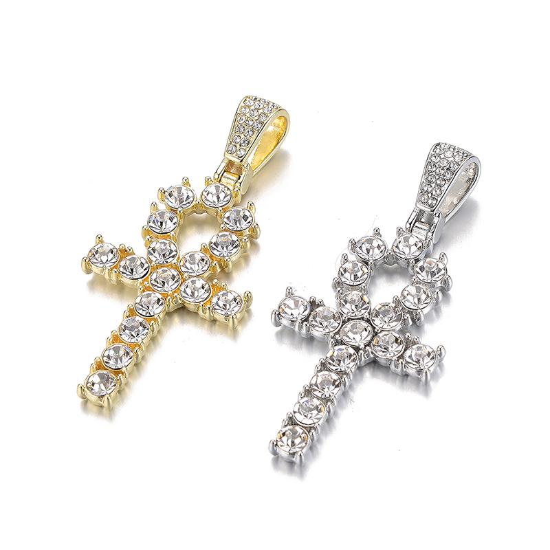 TEMU Creative Alloy Full Diamond Cross Necklace