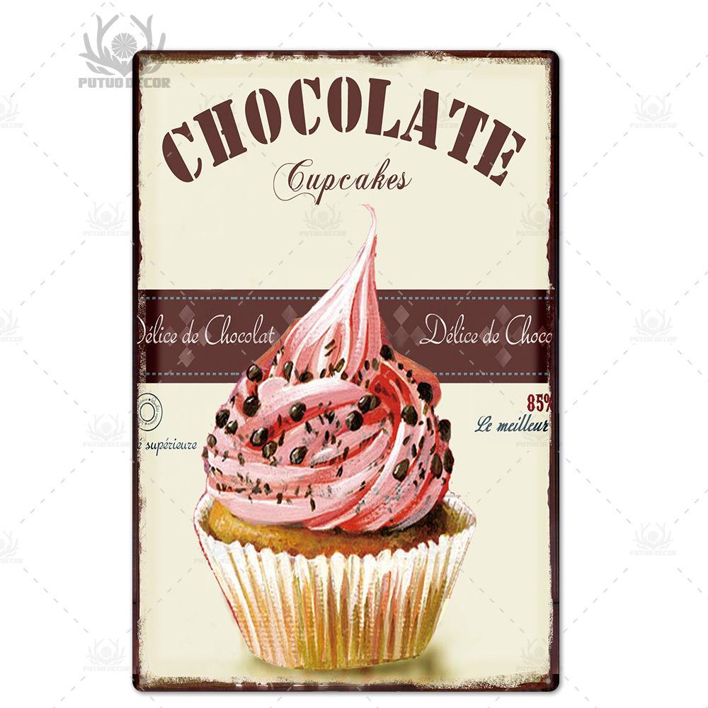 Putuo Decor  Cake Metal Poster Plaque Metal Vintage Bakery Kitchen Decor Sign  Wall Decor Metal Tin Sign