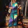 Women's Casual Printed 3/4 Sleeve Button Down Top and Wide Leg Pants 2 Piece Set
