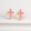 7 Colors New Design Cross Stainless Steel Classic Studs Earrings High Quality Minimalist Wedding Anniversary Woman Jewelry Gift