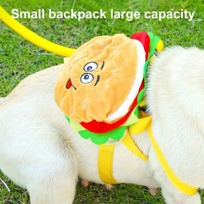Yousheng Cute Cartoon Pet Backpack Hamburger Shape Puppy School Bag with Adjustable Buckle Breathable Mesh Pet Supplies for Outdoor Travel Walking