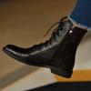 Neue Schwarze Lederstiefel für Damen Vielseitige Lässige Stiefeletten Damen Uniform Mode Stiefel Einfache Schulaufführung