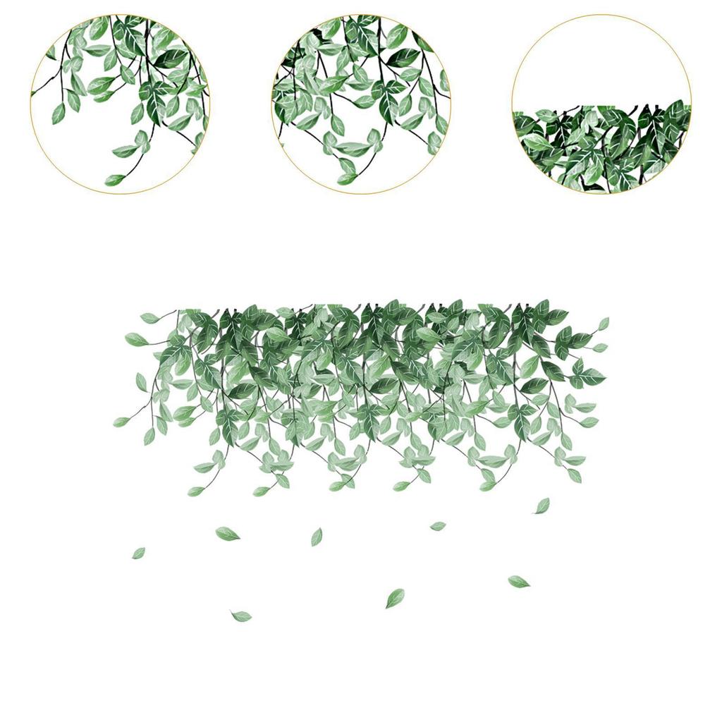 Green Plant Leaves Wall Sticker Hanging Plant Wall Decal for Nursery Kitchen